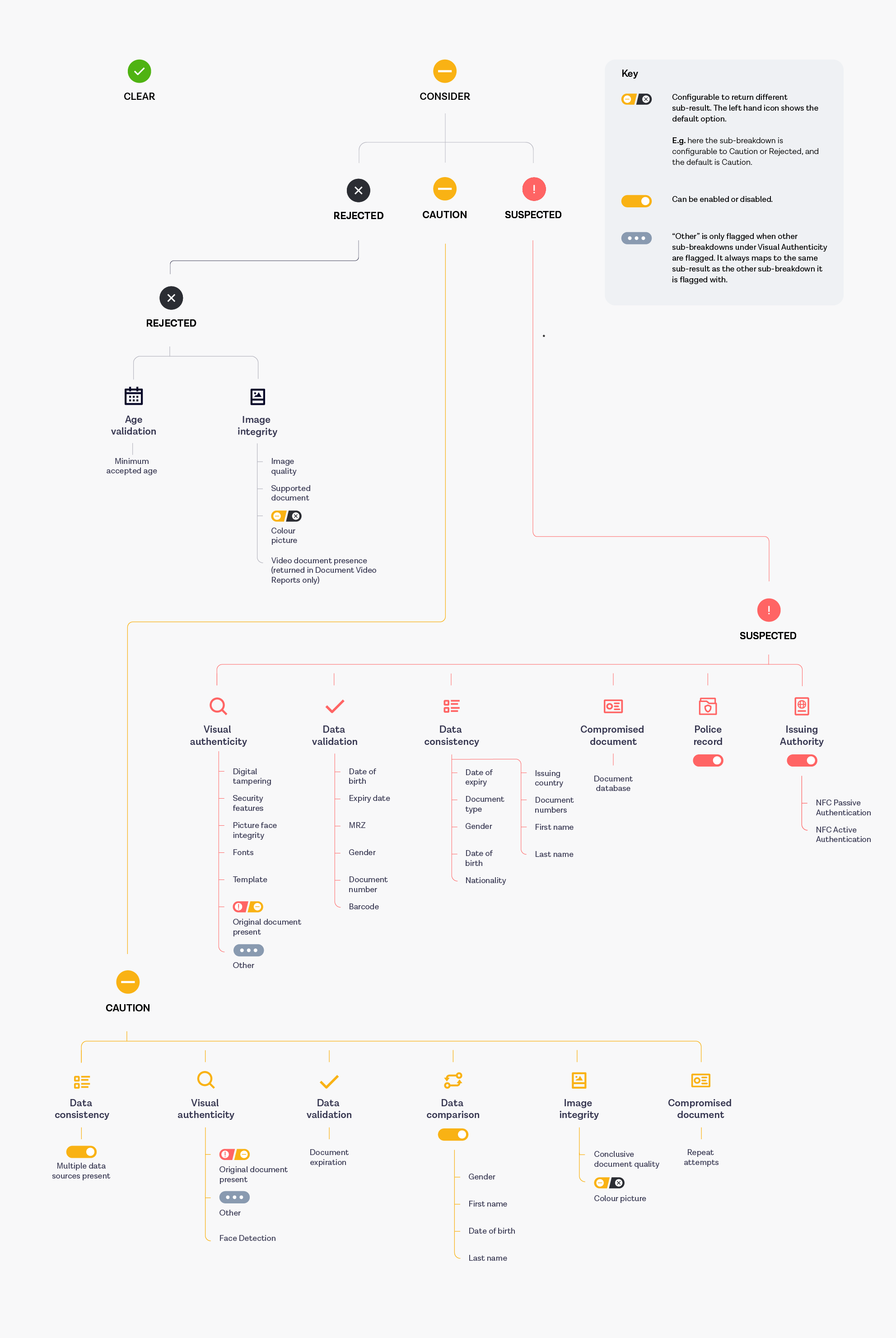 Diagram showing the possible breakdowns and sub-breakdowns for a Document report.