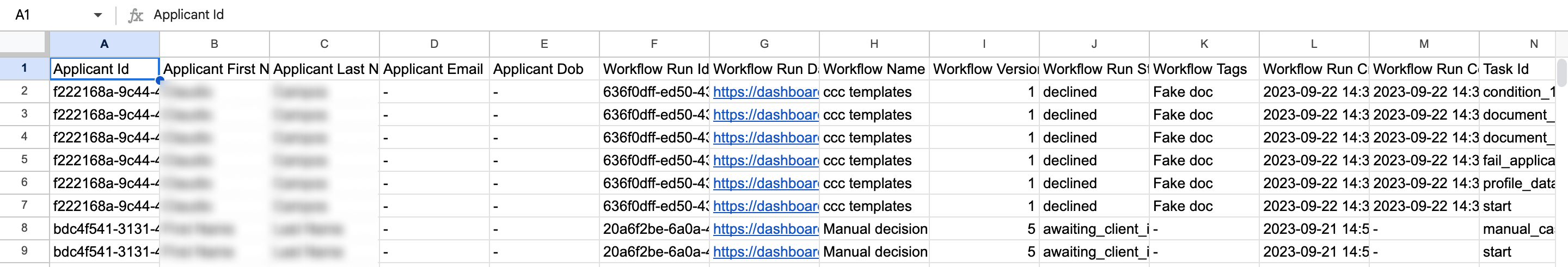 CSV file