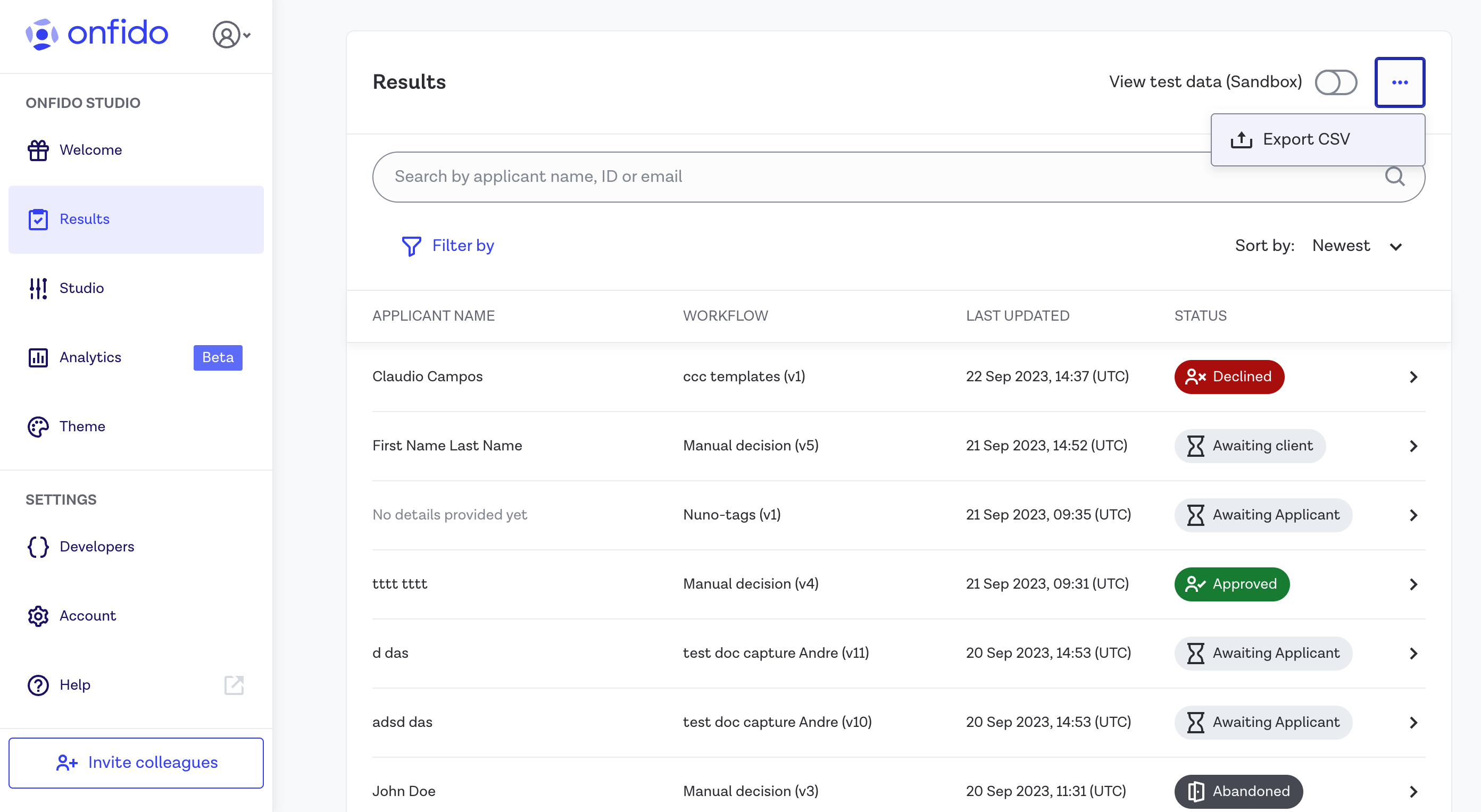 Export CSV