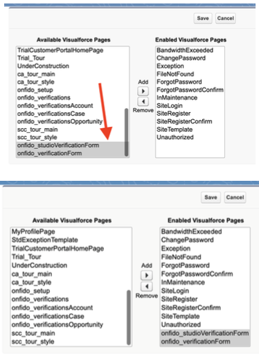 Enabled Visualforce pages